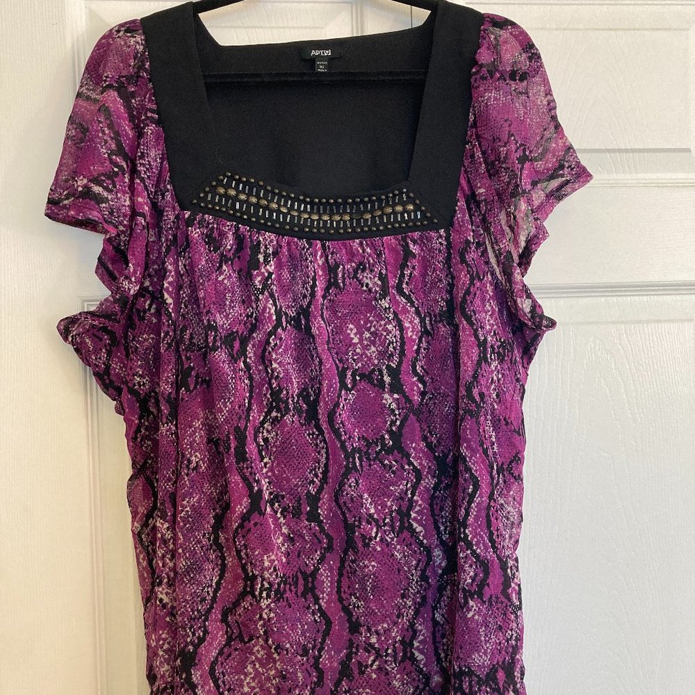 Cute Women's Blouse Apt 9 Plus Size 3XL Pink Purple Beaded